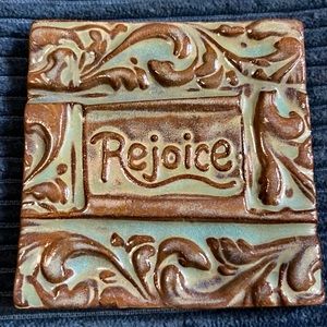 REJOICE TileSmile 3x3 Decorative Handmade Ceramic Green Blue Tile